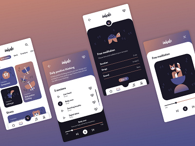Inhale mobile application design app design application design art brand design branding design flat illustration graphic design illustration illustrations logo logo design meditation mobile app mobile app design mobile application ui ux