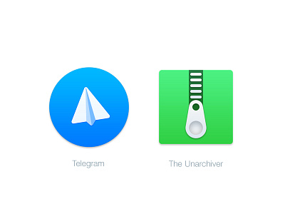 Mac Replacement Icons: Telegram & The Unarchiver icon mac messenger telegram unarchiver yosemite zip