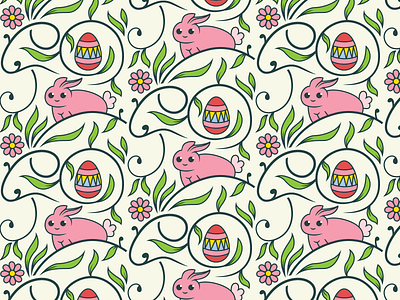 Free Easter Bunny Seamless Vector Pattern