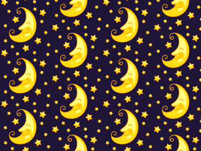 Moon And Stars Seamless Pattern