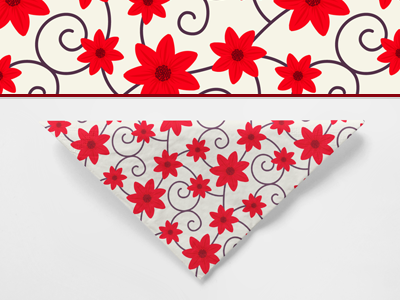 Free Red Flower Seamless Vector Pattern