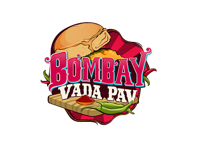 Bombay Vada pav colour food logo spicy