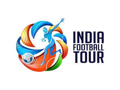 India Football Tour blue branding colour football india logo