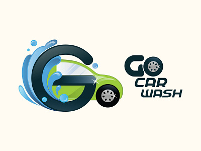 GO CAR WASH blue branding car g go green logo wash