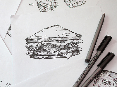 Pen On Paper art artbyvishnu cute dot food paper pen sandwich