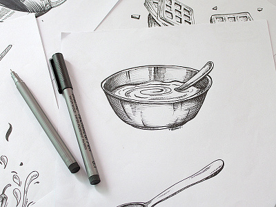 Food Pattern art artbyvishnu bowl cute dot food paper pen