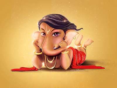 Ganesh art artbyvishnu artist cute digitalart ganesh holiday photoshop speedpainting