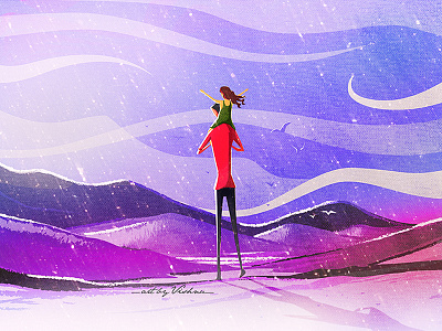 Night art artbyvishnu artist cute illustration illustrator love snow