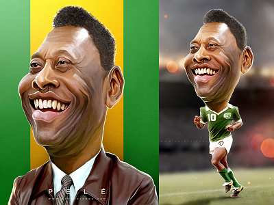 pele art artbyvishnu brazil caricature digital face football painting pele photoshop potrait