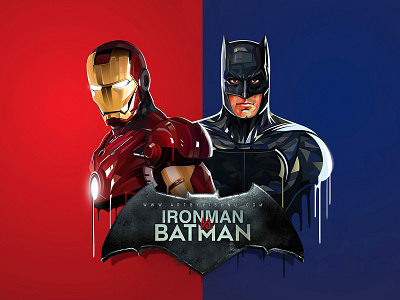 Ironman Vs Batman (low/high poly illustration) batman illustration vector