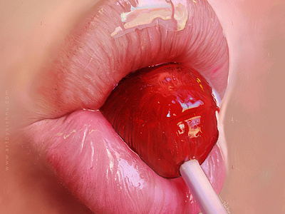 Lollypop art artbyvishnu brush digital illustration lip making painting red strock