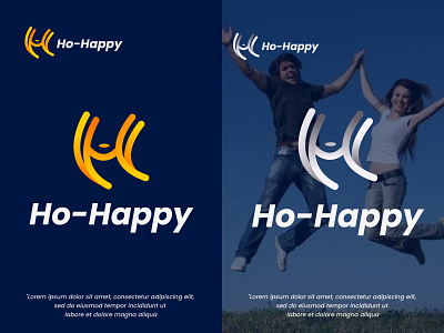 HO-Happy app branding colorful company hapiness icon identity letter letter h with smile logo maker minimal modern monogram professionl simple symbol template trendy unique vector