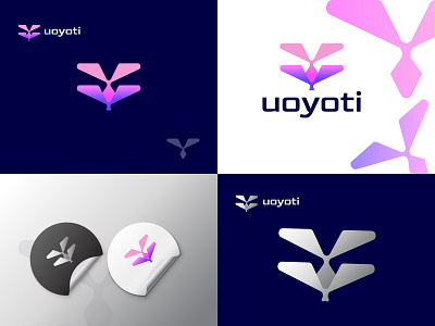 uoyoti 3d abstract art elegant emblem geomatric graphic identity letter u and y logo mark logofolio logotype minimal modern monogram symbol trendy typography unique vector