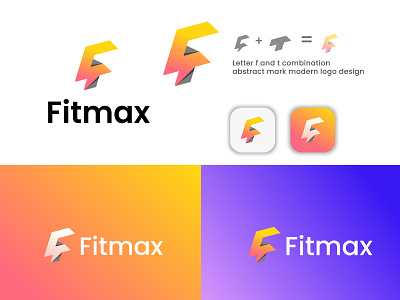 Fitmax app iocn branding creative design gym logo icon identity illustration letter f and t logo design logo maker minimal modern logo monogram simple symbol template trendy logo ui vector