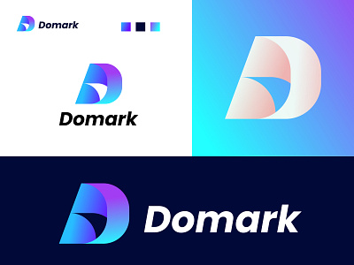 Domark 3d abstract app logo brand identity colorful d mark graphic design icon illustration letter d logo design logo maker logofolio logotipe minimal modern symbol template treandy vector