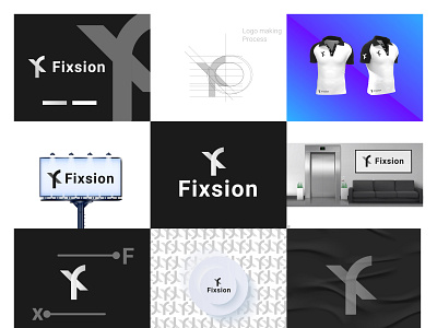 Fixsion company branding design abstract logo app icon brand identity design branding illustration letter f and x logo design minimal minimalist logo modern logo vector
