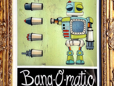 Bang-O-Matic Complete aerosal by hand glass illustration ink razor blades reverse glass painting