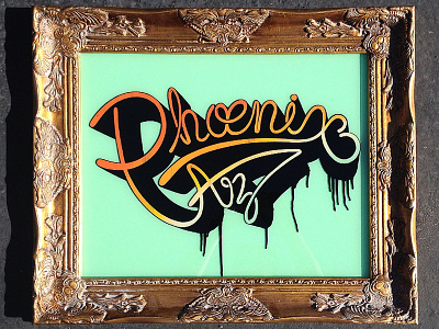 Phœnix Dribbbs hand lettering hand type lettering reverse glass painting timothy brennan type typography