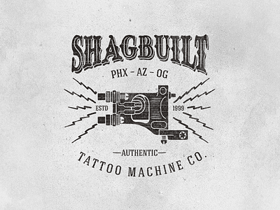 Shagbuilt Secondary branding hand drawn illustration logo tattoo machine timothy brennan vector