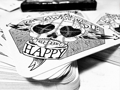 Stay Awesome & Die Happy coasters design illustration letterpress