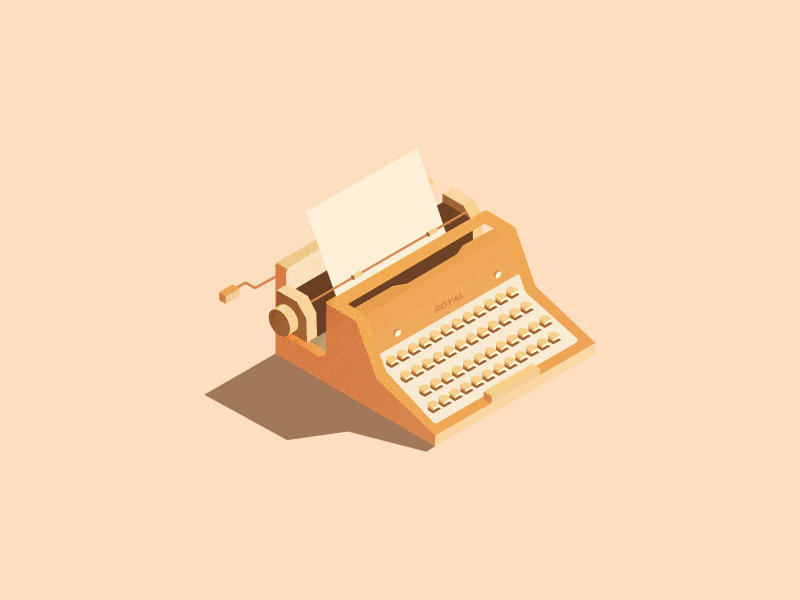 Isometric Typewriter orange typewriter illustration isometric