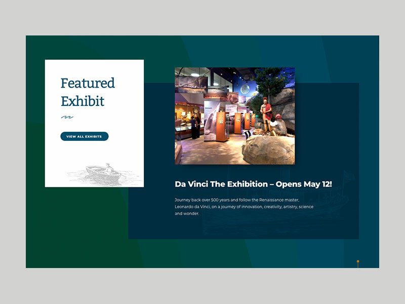 Featured Exhibit Section vintage layout website aquarium museum