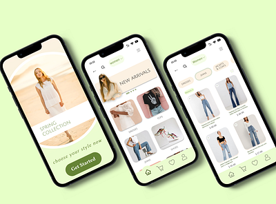 clothing app clothing design e commerce fashion fashion brand fashion ui figma graphic design illustration mobile mockup shopping app store street wear women