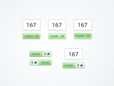 Social sharing buttons - Freebie buttons facebook glyphs green light share social twitter ui web