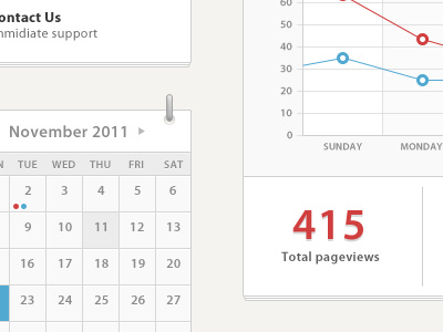 Dashboard admin analytics blue calendar dashboard help light red