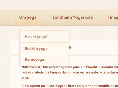 Yogaschool calm menu pattern sub-menu warm website yoga