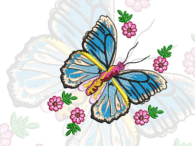 Floral Butterfly Embroidery Design