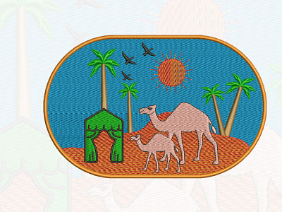 Desert Beach Scenery Embroidery Design