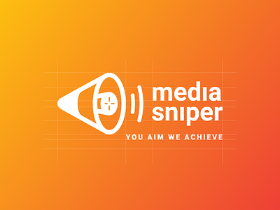 Media Sniper Identity advertising aim brand branding logo loudspeaker media megaphone sniper sound