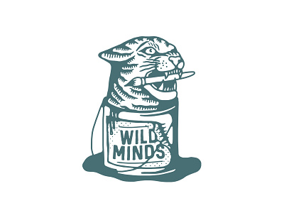 Wild Minds - Cat in a can adventure art can explore green paint tiger tradition tattoo wild