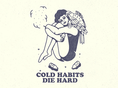 Cold Habits beer bird design female girl illustration nature old habits parrot sun