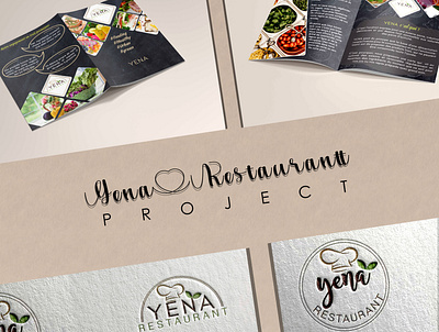 🍽️🥗 Yena Restaurant Project 🥗🍽️ brand design branding brochure business card design graphic design logo logo design