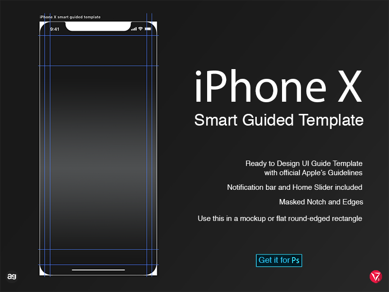 iPhone X Smart Guided Template virtuosodesigner virtuosoalpha ux userinterfacedesign ui photoshop iphonex guides