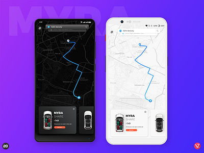 MYRA - Ride Smart; Cab App concept "Main Activity"