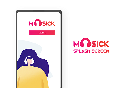 Moosick Splash Screen + Illustration branding design girl headphone illustration logo logo alphabet music stream typography vector virtuosoalpha