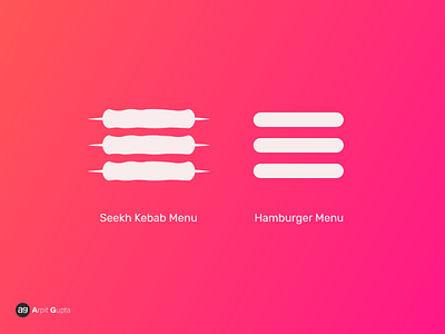 Conceptual Icon Design for Seekh Kebab Menu clean design flat hamburger icon iconography kebab menu minimal seekh kebab ui ux