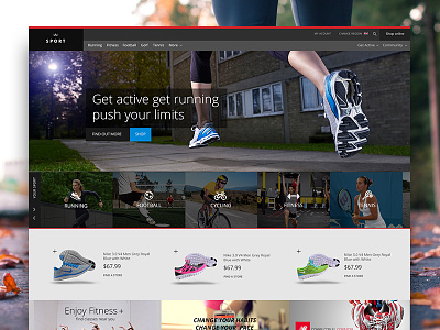 Sports Website Freebie ecommerce fitness freebie gravita homepage sports trainers ui ux web design