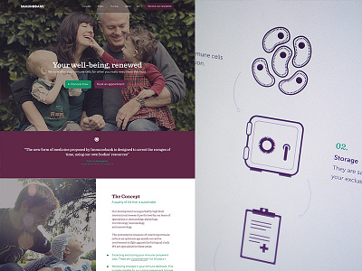 Single-page Narrative for Immune Cell Integration banner consumer design icons medical singlepage story ui ux webdesign