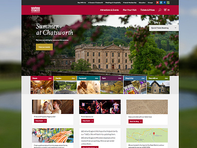 Stately Home Re-Design activities grid header quba tourism travel ui ux webdesign