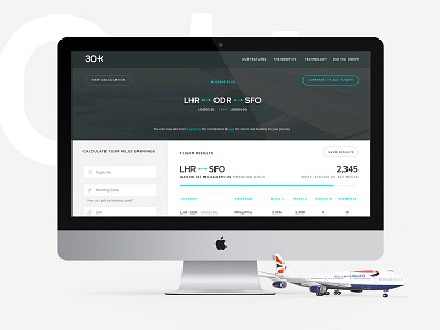 Miles Earning Platform 30k app dashboard flight header interface platform prototype search startup ui ux