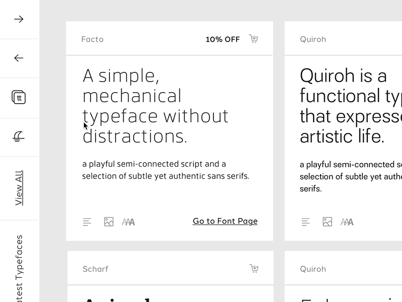 Type Foundry - Font Card e-commerce slider ux design ui card ui fonts typography font