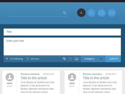 Social Website Articles article community input social status ui