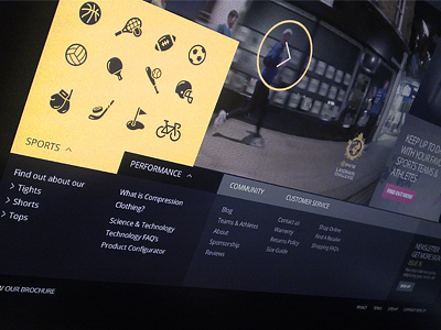 Sports Brand Footer dark design footer icons tabs ui ux yellow