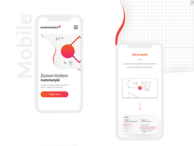 Matematyka + (mobile) app e learning elearning landing page math mathematica mobile student ui ux