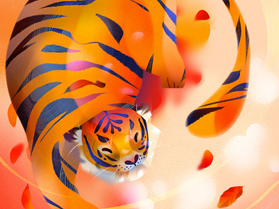 Happy New Year 🐯 animal animal illustration chinese chinese new year new year orange stripes tiger year of the tiger zodiac