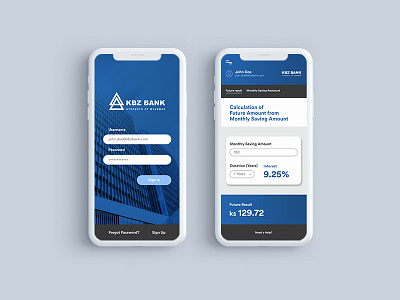 KBZ Bank Mobile App app bank interface iphone x mobile pension ui